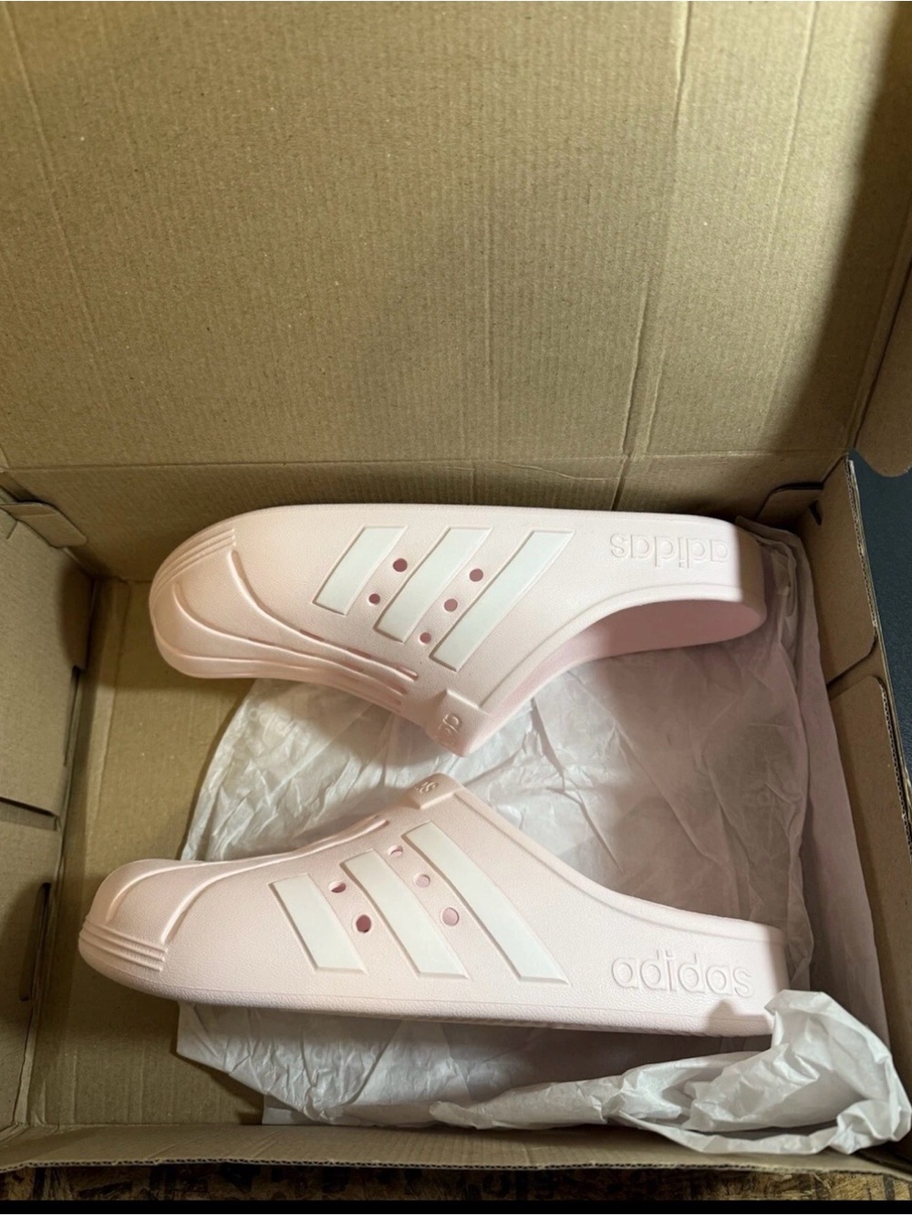 Size 11 Adidas Adilette Clog Pink White Mens Comfort Sandals GZ5888